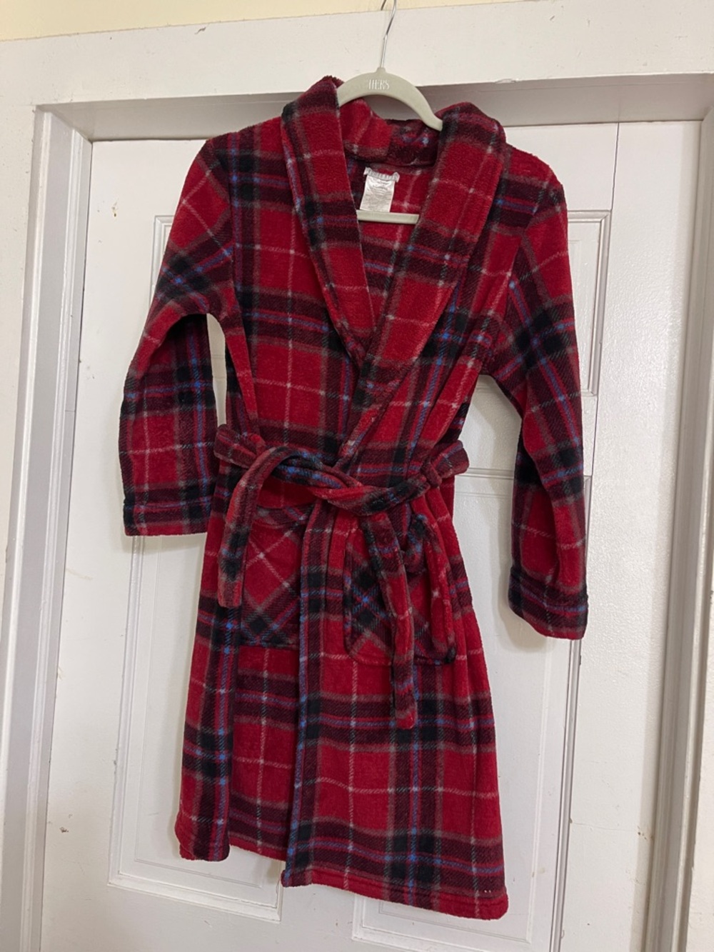 Komar Kids Red Plaid Fleece Robe. Size L